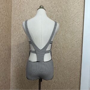 FARM Rio Black and White Striped Bodysuit